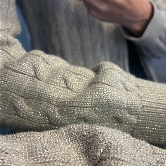 Medium Ralph Lauren Cable-Knit Zip-Up Silver Sweater - Picture 2 of 7